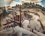 WPA painting of a granite quarry