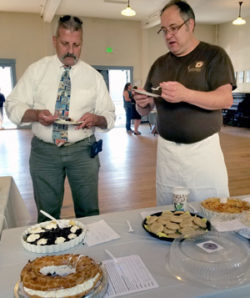 The two Tims judging the 2017 Soiree Sucree contest: Chef Tim Boltin and Chief Tim Barbardier