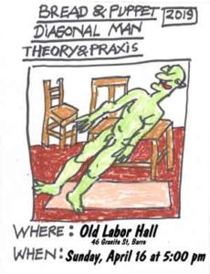 Poster for Bread & Puppet Diagonal Man