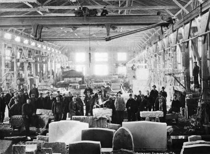 Interior of Anderson-Friberg Granite shed - c.1932