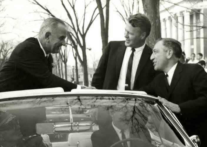 President Lyndon Johnson meeting with Governor Phil Hoff in Burlington in autumn 1963